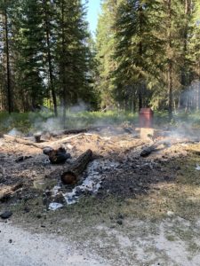 Remains of Ford Creek Cabin after July 23 arson fire - taken July 26, 2020 - GNP