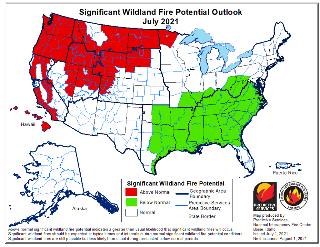 Wildland Fire Potential - July 2021