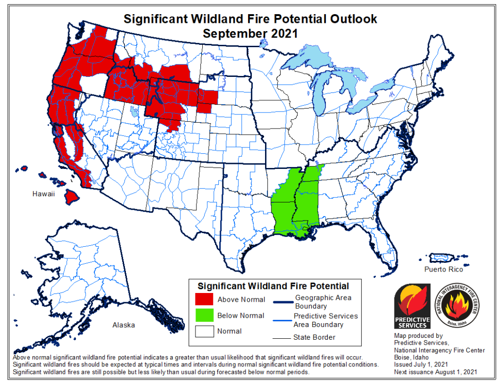 Wildland Fire Potential - Sep 2021