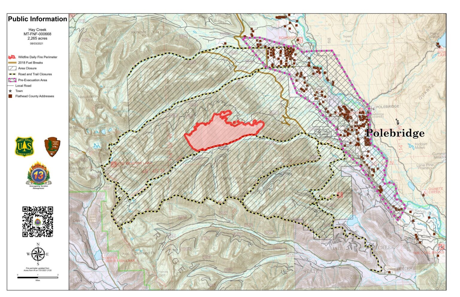 Hay Creek Fire Updated Public Information Map For August 2 Nfla 3630