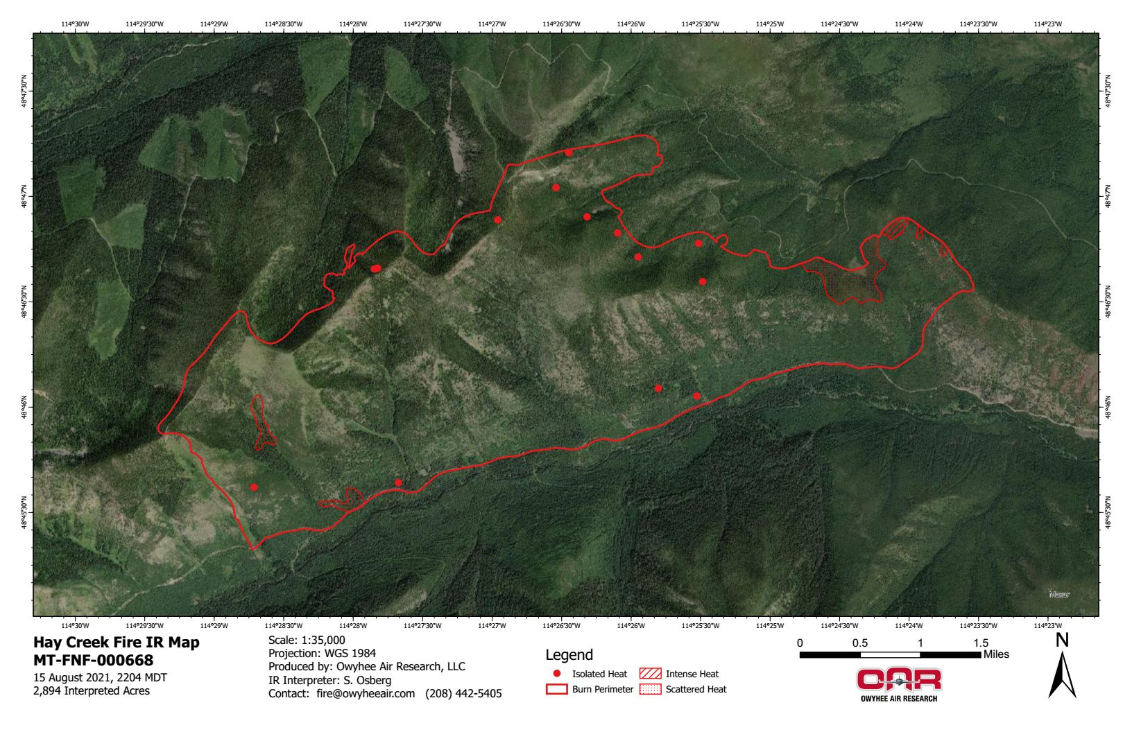 Hay Creek Fire – IR Imagery, Ortho – Aug 15, 2021