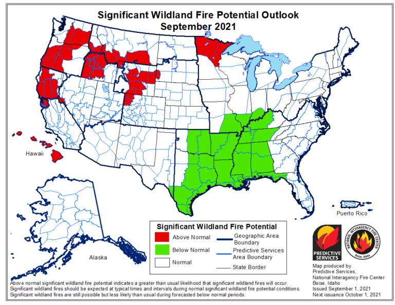 SeptemberDecember Wildland Fire Potential Outlook NFLA