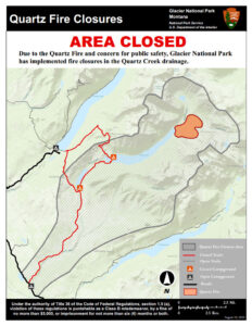 Quartz Fire Closure Map, August 18, 2022