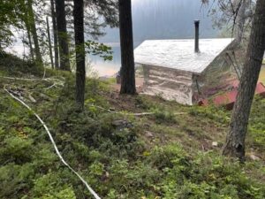 Quartz Lake Patrol Cabin, structure wrap Aug 20 - NPS