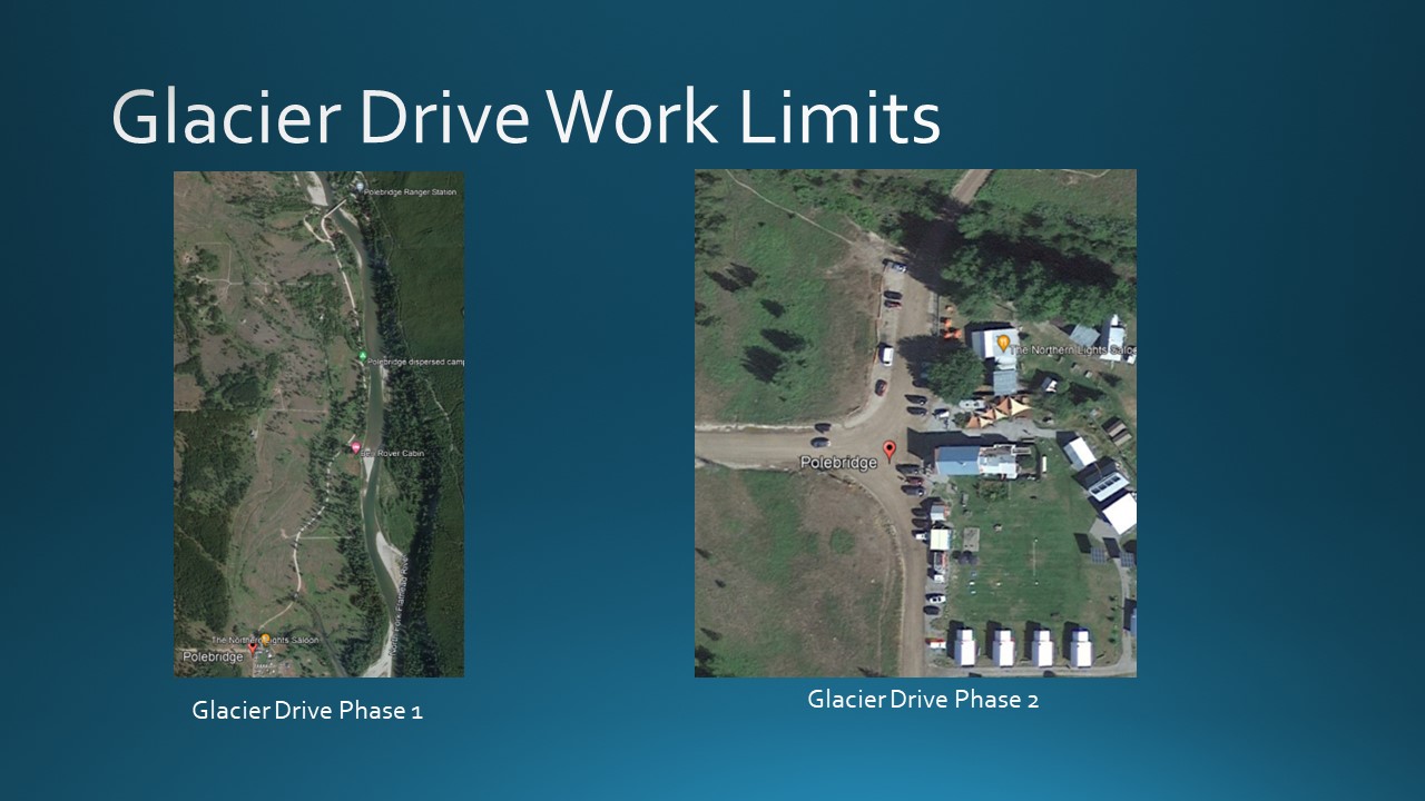 Glacier Drive construction 2023 - work limits