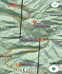 Vicinity Map - Moose, Radio & Hallowat Fires - Sep 4 , 2025